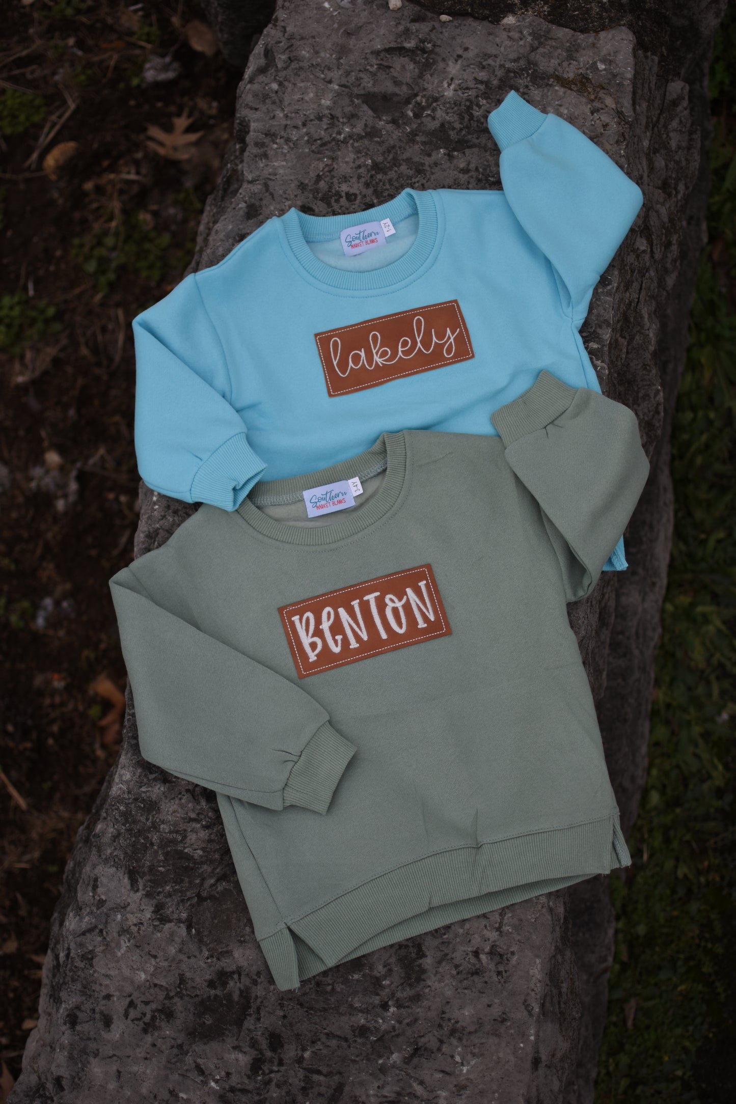 Leather Patch Name Sweatshirts and Bubble - Early March Ship