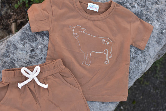 Brand Your Cattle Shirt and Shorts Set - Mid April Ship