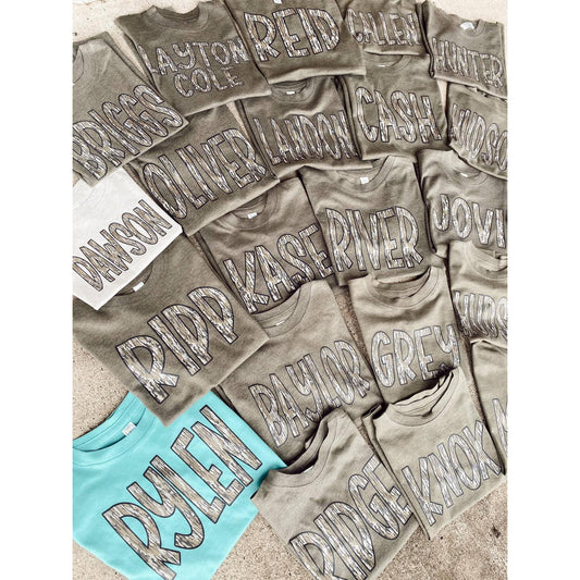 Camo Name Tee - Late April Ship