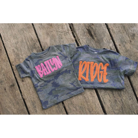 3D applique name tee