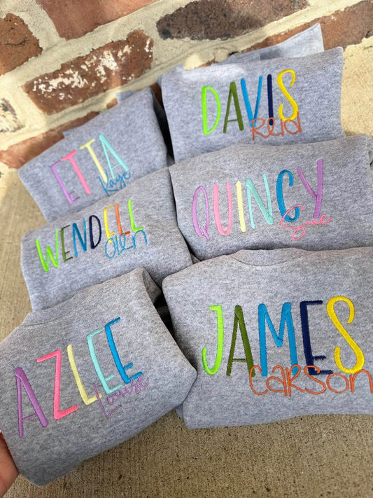 Name Sweatshirts - Late Sept Ship